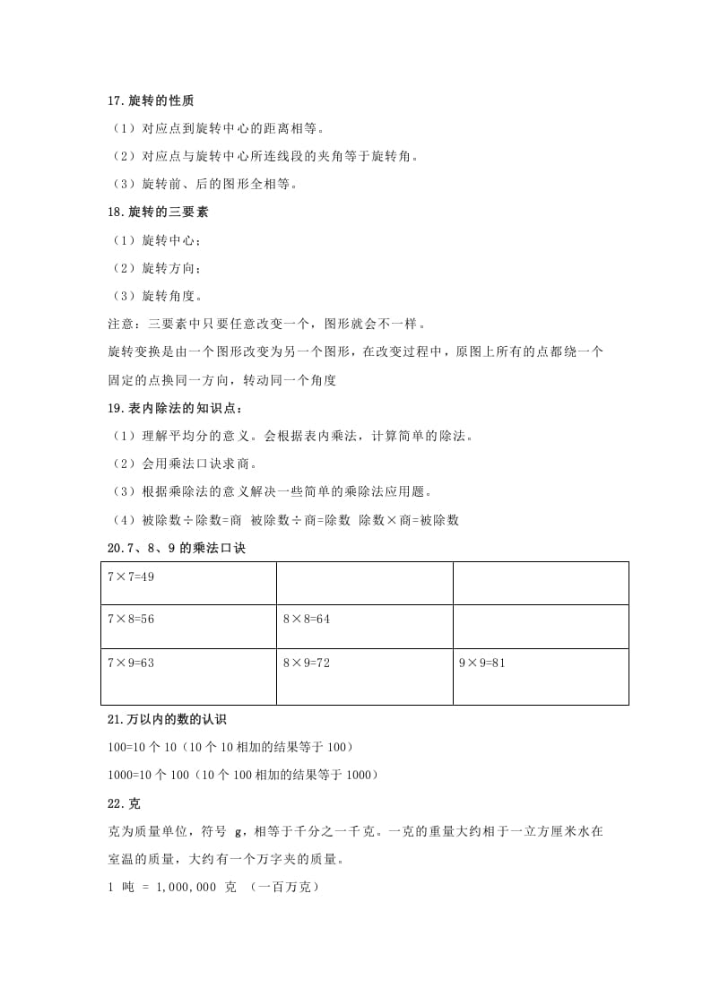 图片[3]-二年级数学下册小学知识点归纳-墨痕题库