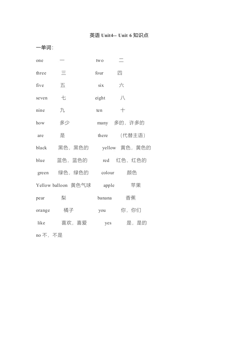 图片[3]-一年级英语上册单元知识点（人教一起点）-墨痕题库