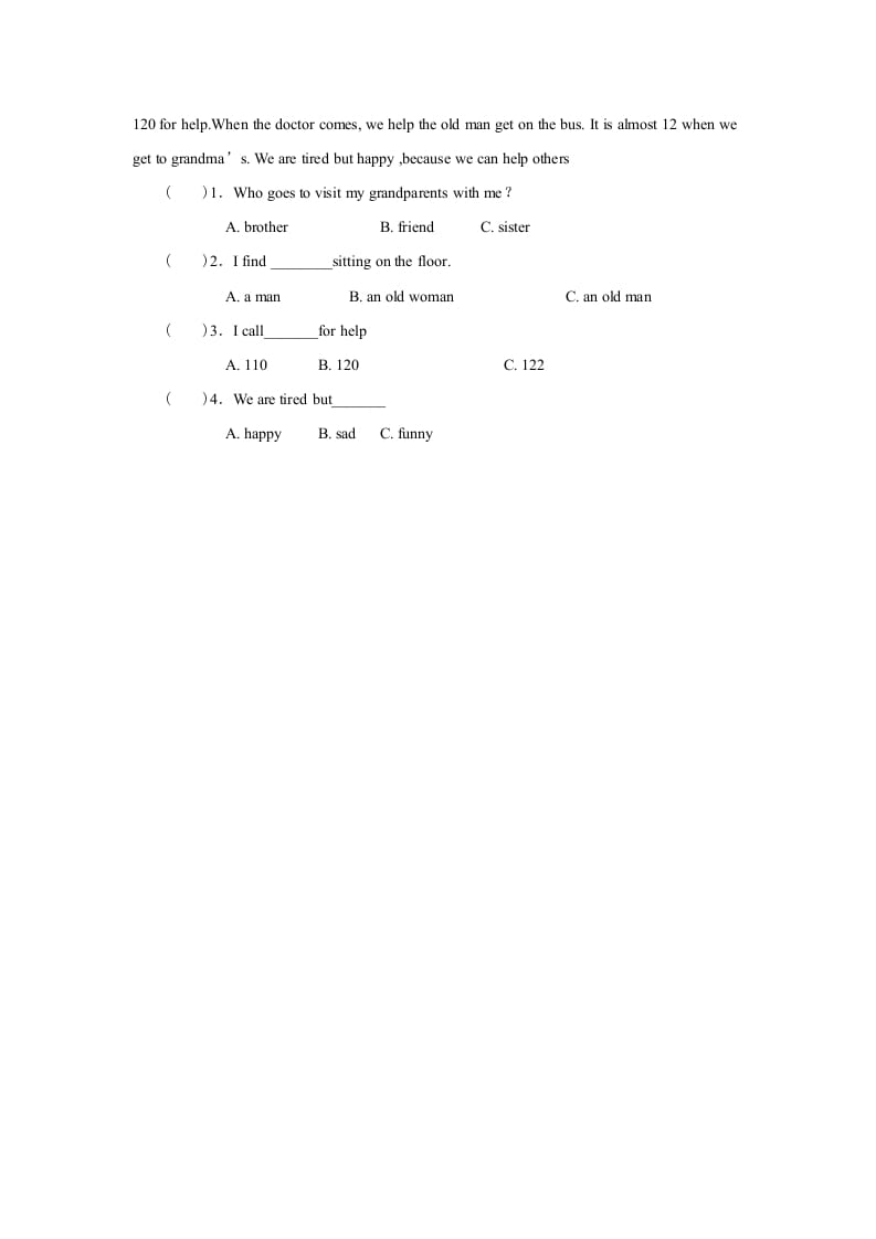 图片[2]-四年级英语上册Unit4习题第3课时（人教版一起点）-墨痕题库