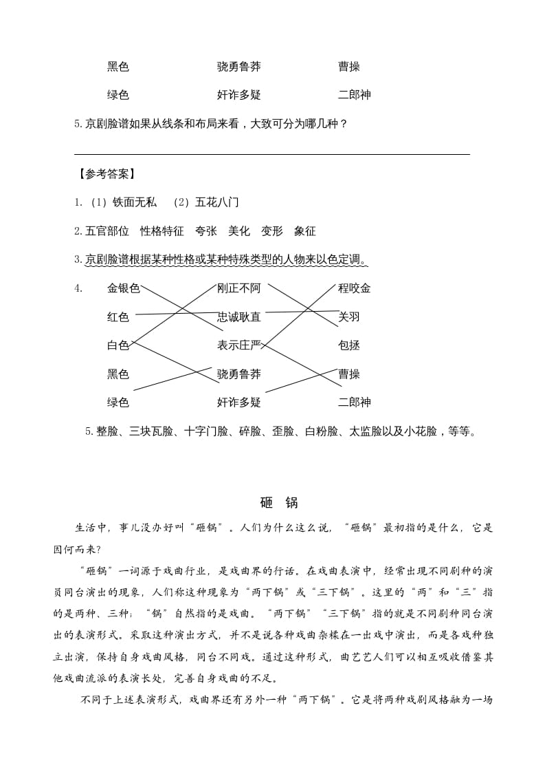 图片[2]-六年级语文上册类文阅读23京剧趣谈（部编版）-墨痕题库