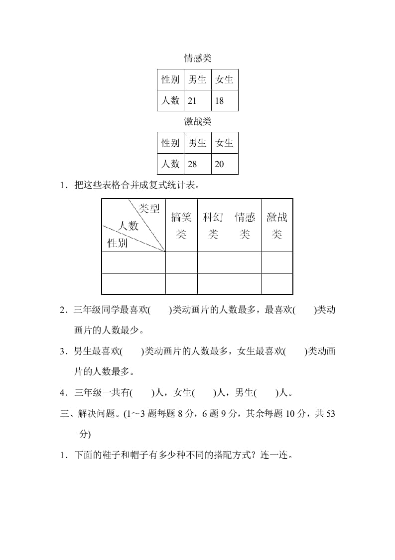图片[2]-三年级数学下册期末归类卷(3)-墨痕题库