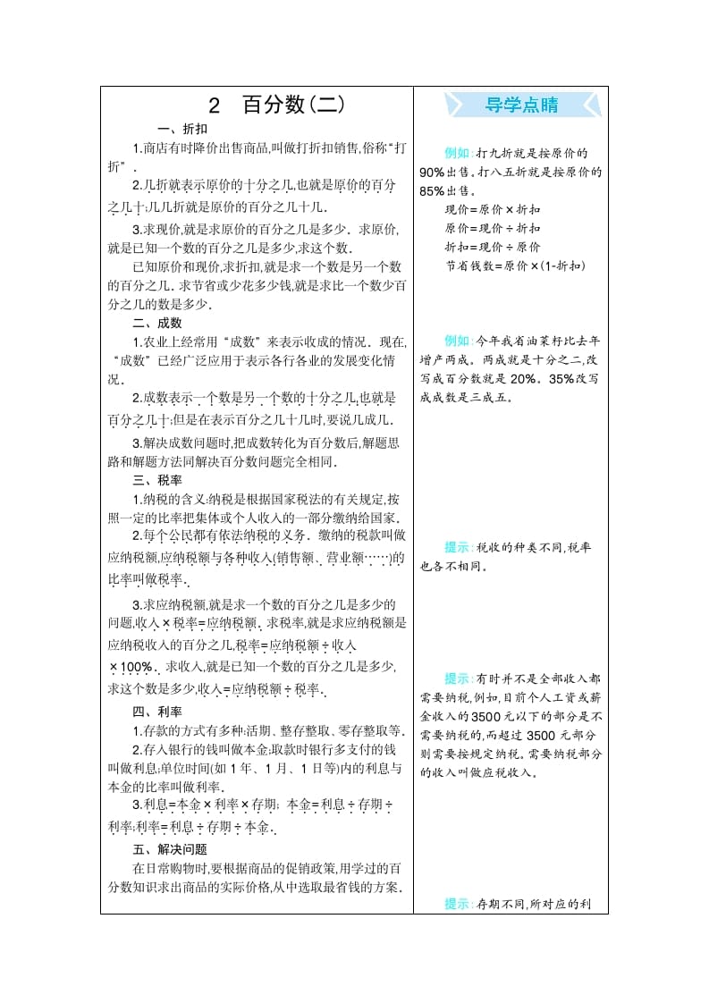 六年级数学下册2百分数（二）-墨痕题库