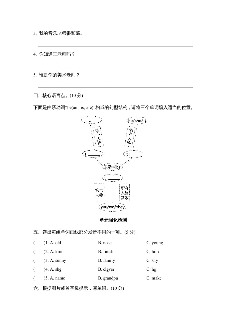 图片[2]-五年级英语上册Unit1单元知识梳理卷（人教版PEP）-墨痕题库