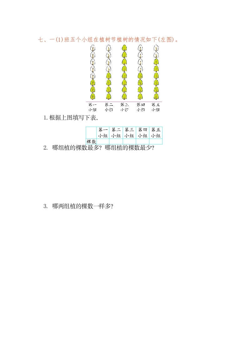 图片[3]-一年级数学下册第三单元检测卷（1）（人教版）-墨痕题库