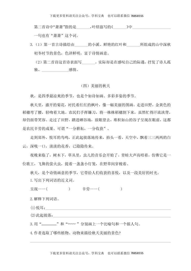 图片[3]-三年级语文上册课外阅读训练（含参考答案）（部编版）-墨痕题库