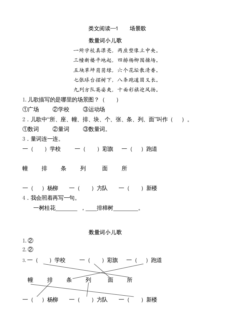 二年级语文上册类文阅读—1场景歌（部编）-墨痕题库