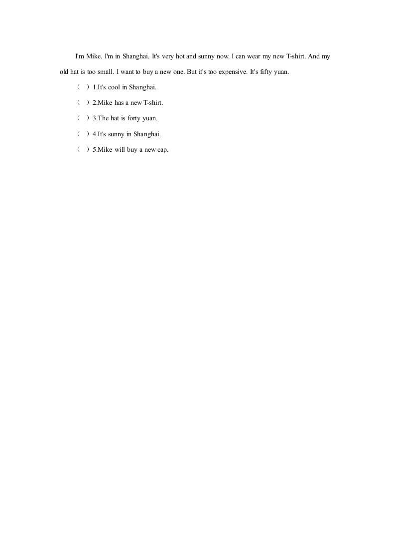 图片[2]-五年级英语上册Unit4习题第3课时（人教版一起点）-墨痕题库