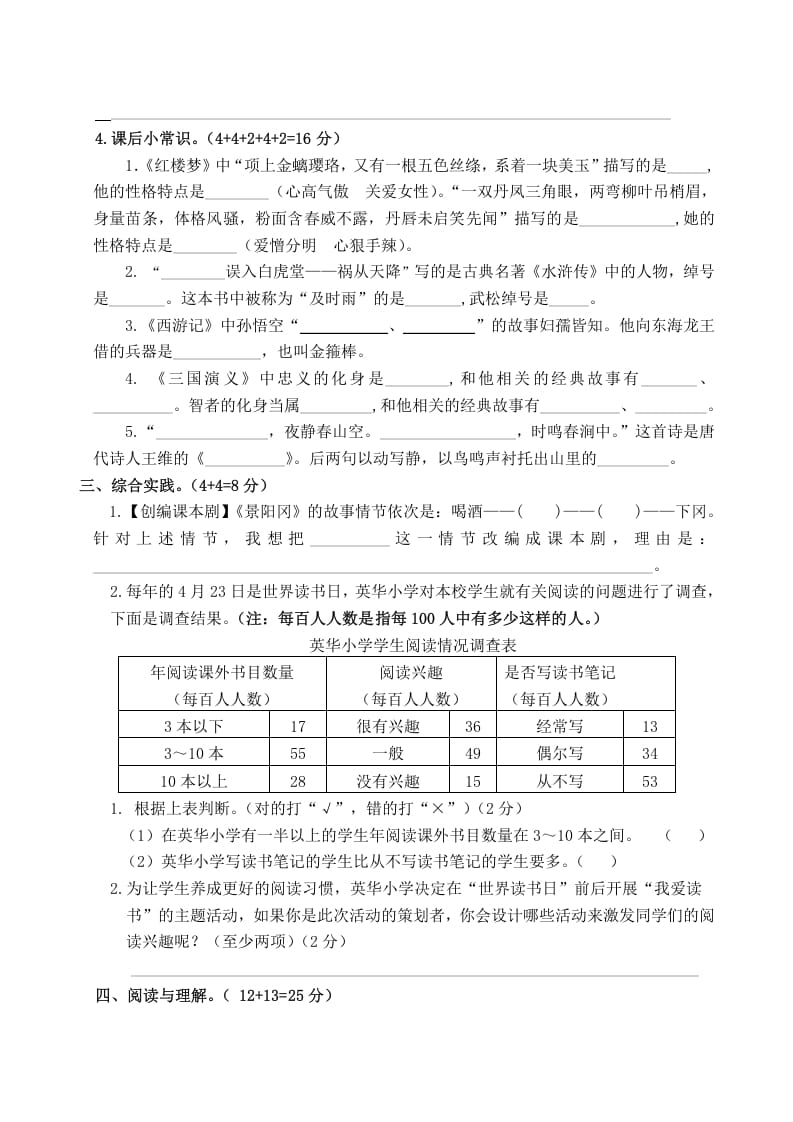 图片[2]-五年级数学下册第二单元测试卷（单元测试）-墨痕题库