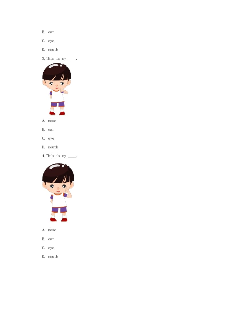 图片[3]-一年级英语上册Face习题3（人教一起点）-墨痕题库