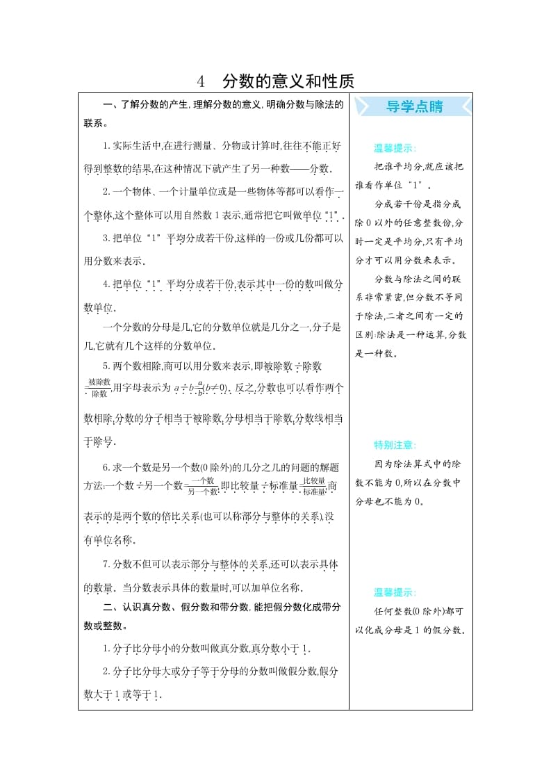五年级数学下册4分数的意义和性质-墨痕题库