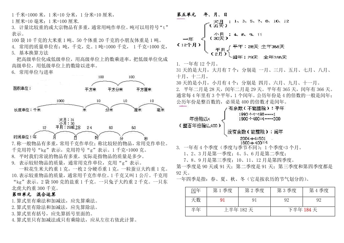 图片[2]-三年级数学下册新版三下概念整理稿-墨痕题库