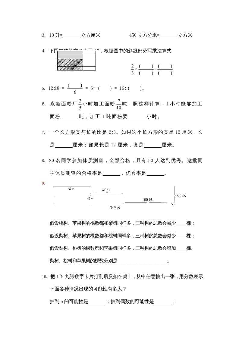 图片[2]-六年级数学上册期末复习检测试题(1)（苏教版）-墨痕题库