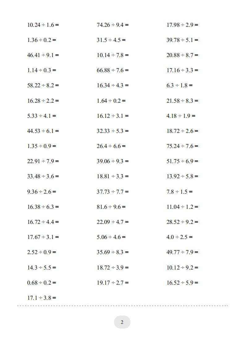 图片[2]-五年级数学上册▲口算题（一个数除以小数）连打版（人教版）-墨痕题库