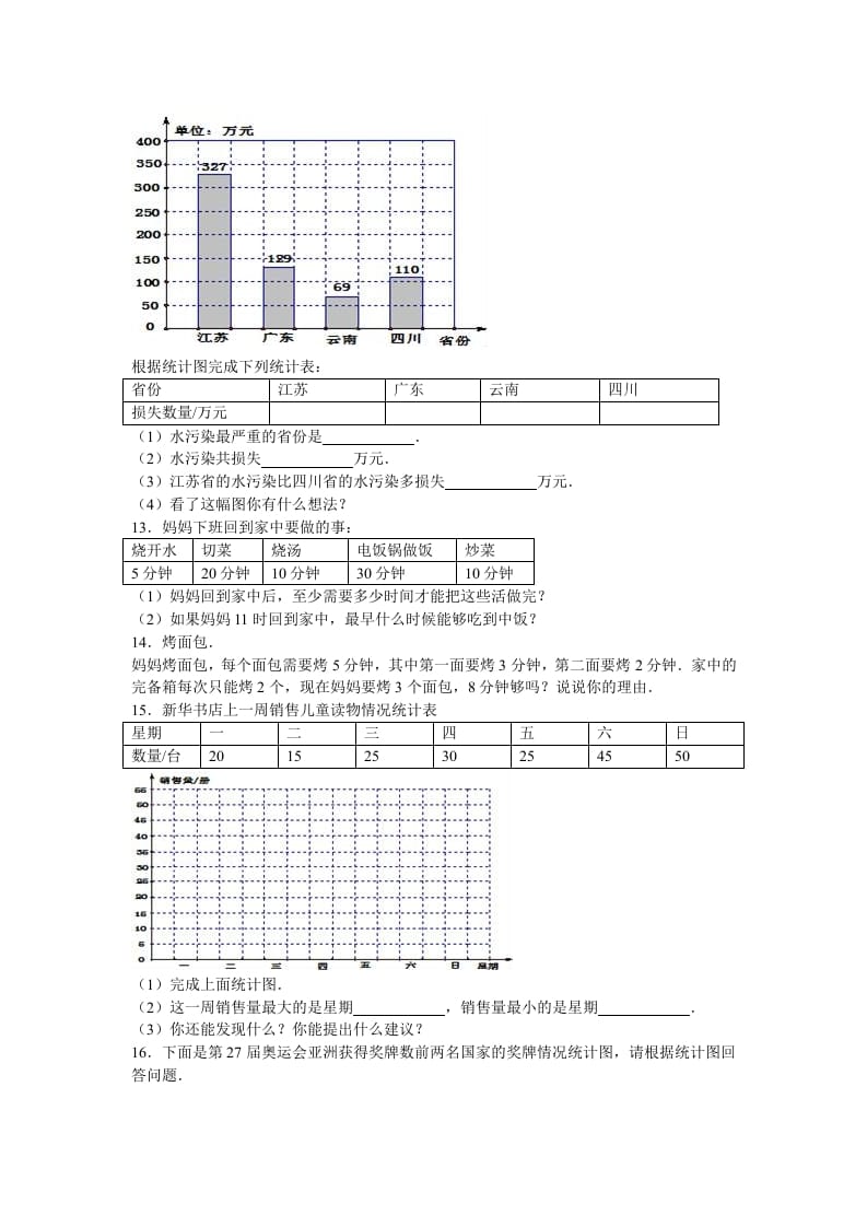 图片[3]-四年级数学上册第7单元测试卷1（人教版）-墨痕题库