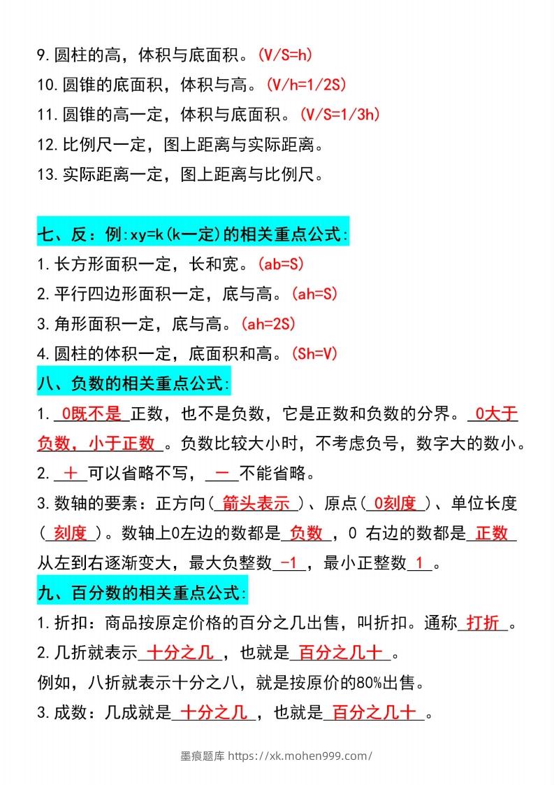 图片[3]-六年级下册数学必背重点公式汇总-墨痕题库