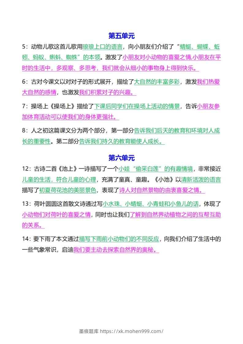 图片[3]-《中心思想背诵》一下语文-墨痕题库