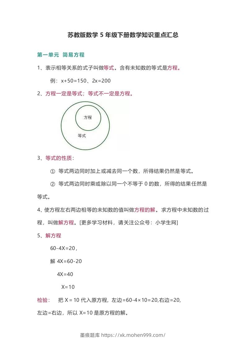 图片[1]-苏教版数学5年级下册数学知识点-墨痕题库