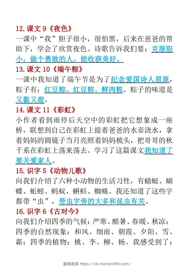图片[3]-一年级下册语文重点考点汇总（复习必备）-墨痕题库