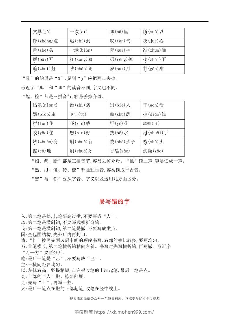 图片[3]-一年级语文下册期末总结—易读（写）错的字-墨痕题库
