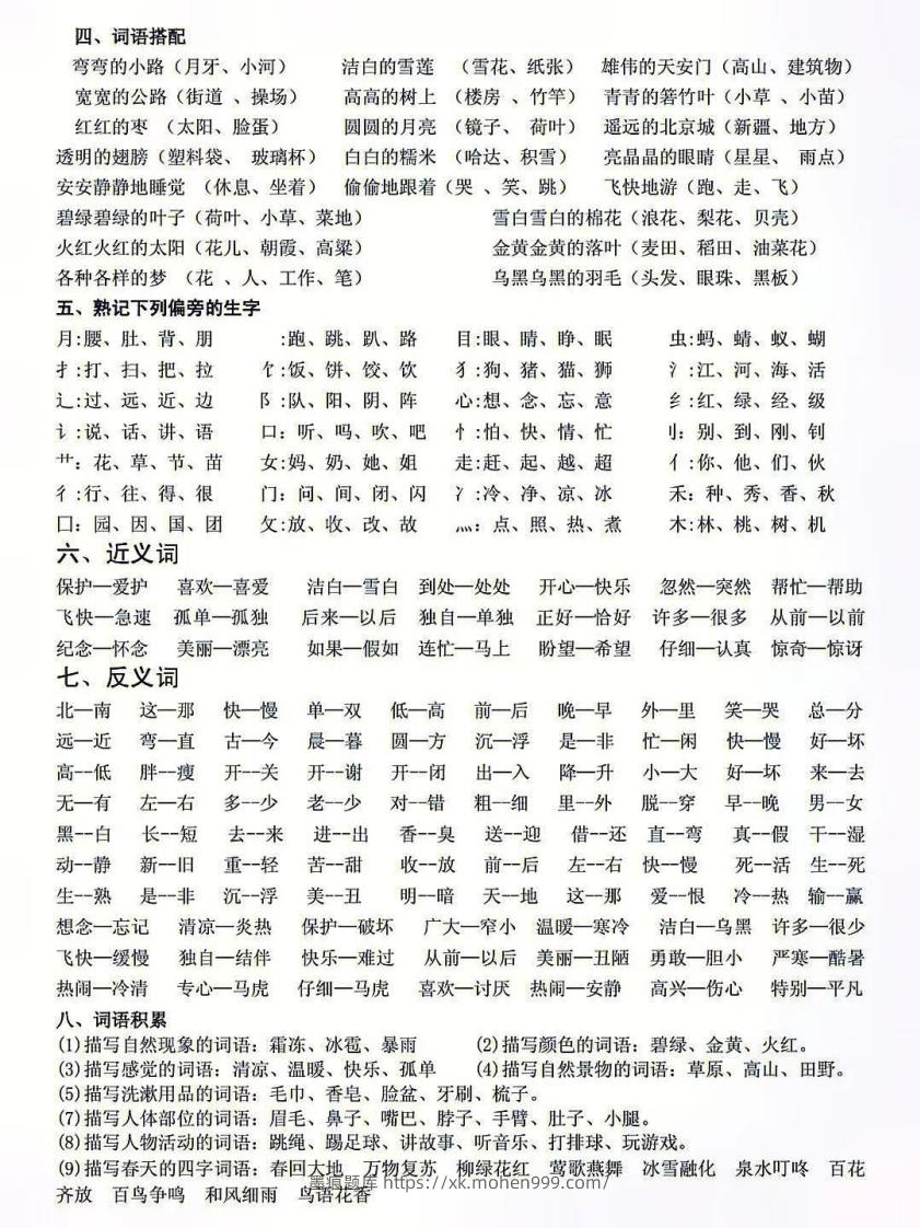 图片[2]-人教版一年级语文下册复习资料-墨痕题库