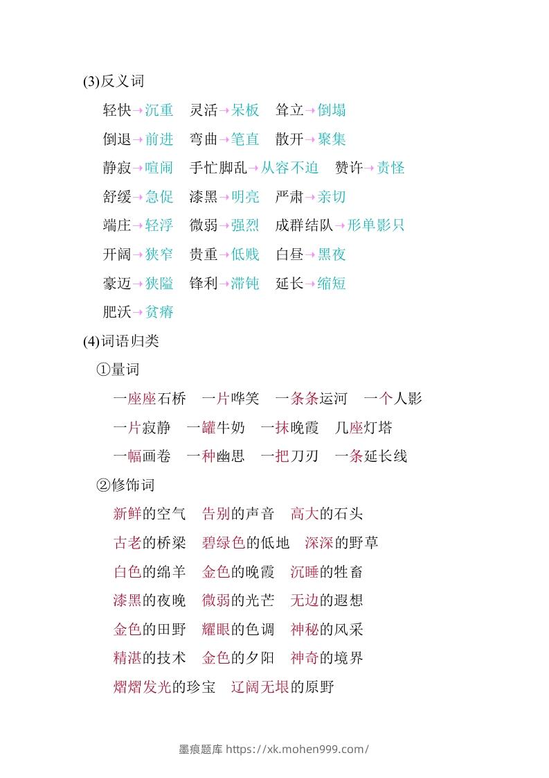 图片[3]-五年级语文下册06.第七单元知识小结（部编版）-墨痕题库