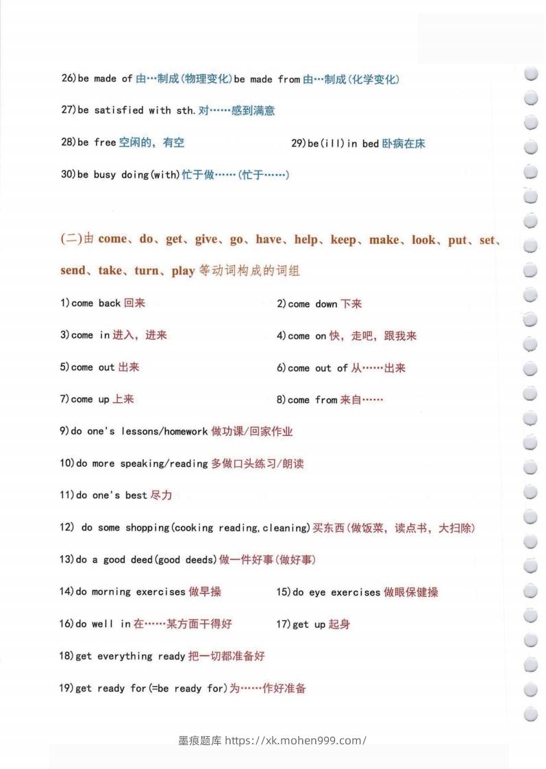 图片[2]-小学英语常用必考词组大全（含动词介词量词等其他词组）共11页-墨痕题库