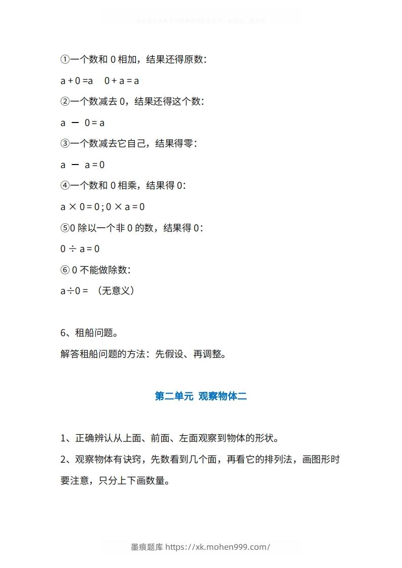 图片[3]-人教版4年级数学下册知识点1-4单元-墨痕题库