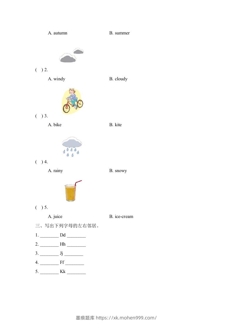 图片[3]-二年级英语下册期中测试(2)（人教版）-墨痕题库