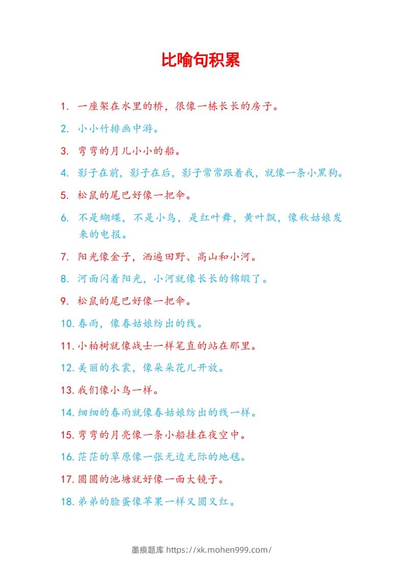 5比喻句积累-墨痕题库