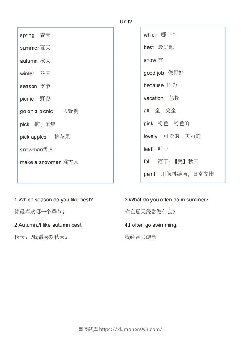图片[2]-五年级英语下册单词表1（人教PEP版）-墨痕题库