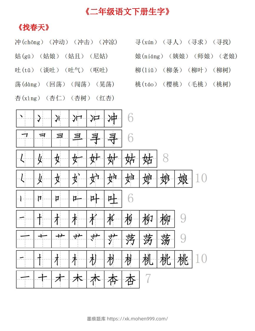 图片[2]-生字拼音组词笔顺-墨痕题库