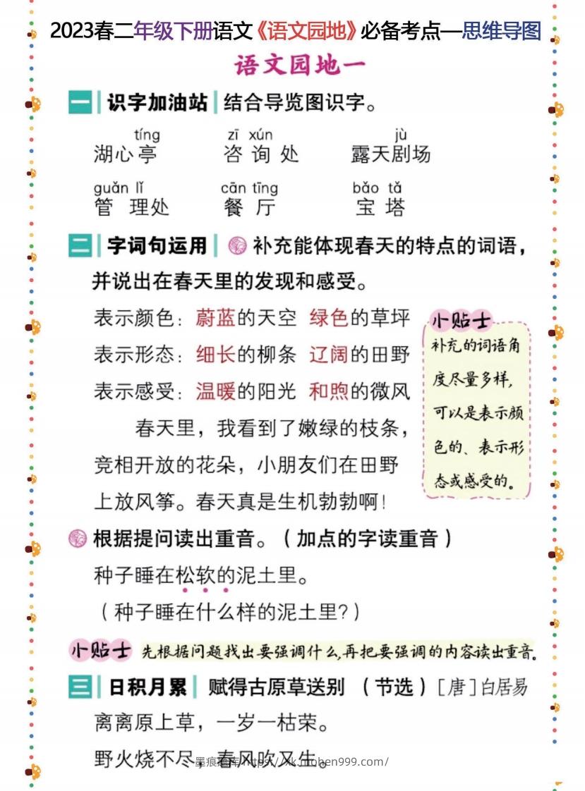 图片[1]-2023春二年级下册语文《语文园地》必备考点—思维导图-墨痕题库