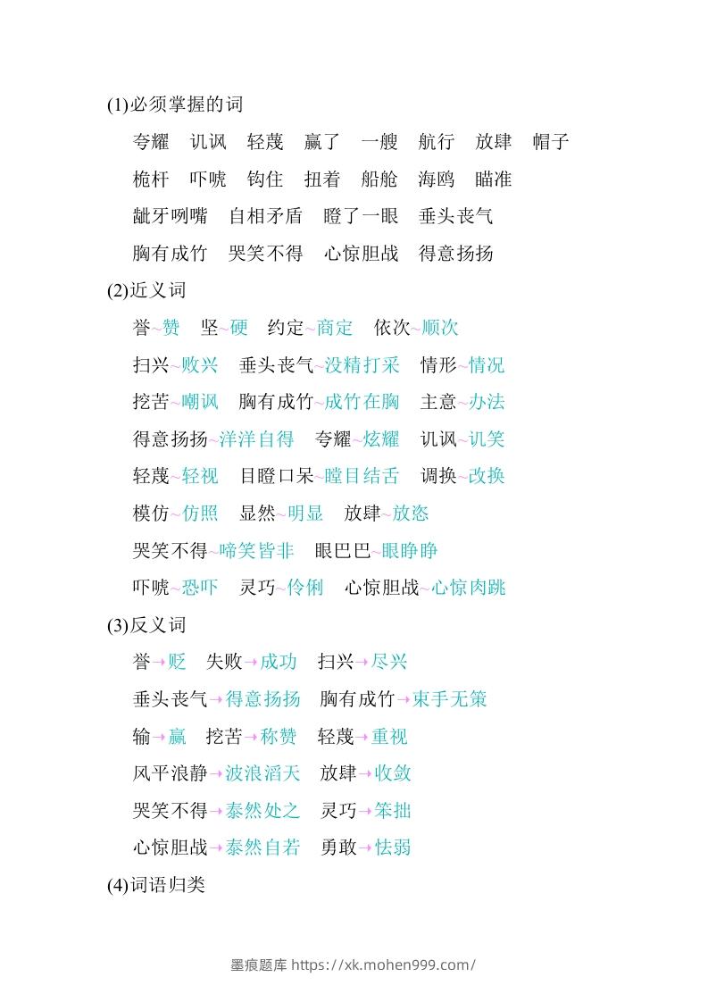 图片[2]-五年级语文下册05.第六单元知识小结（部编版）-墨痕题库