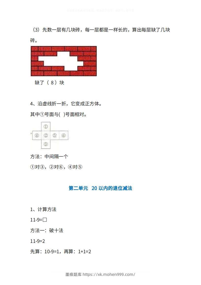 图片[2]-人教版1年级数学下册知识点1-4单元-墨痕题库