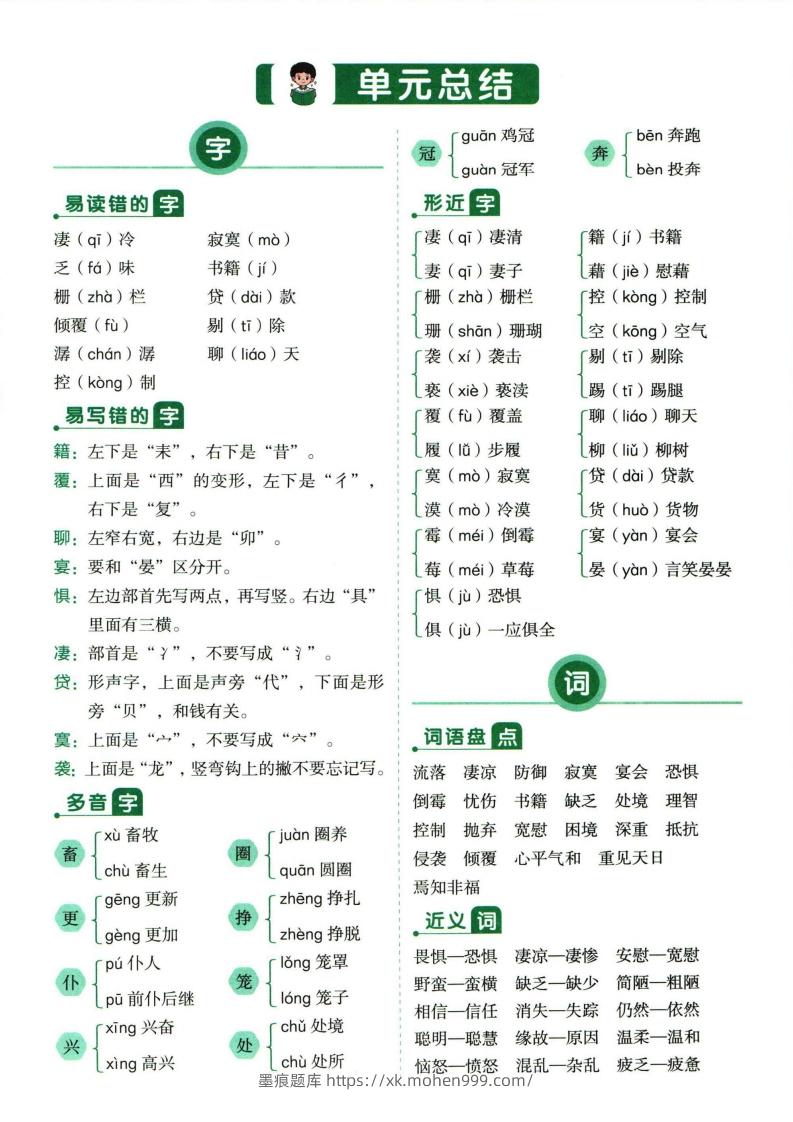 图片[3]-❤六年级下册语文单元总结-墨痕题库