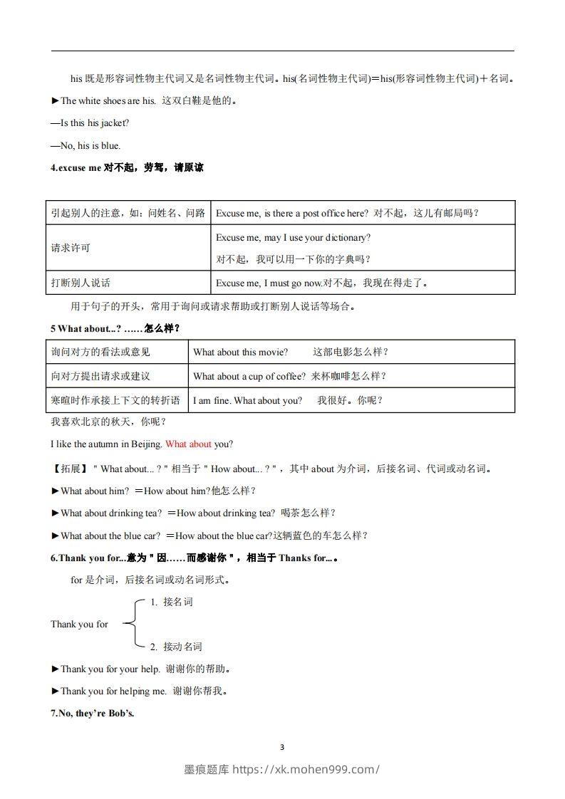 图片[3]-人教版英语七年级上Unit3Isthisyourpencil？知识点_-墨痕题库