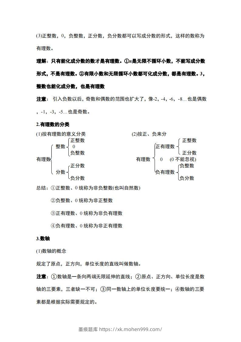 图片[2]-1..人教版七年级上册数学知识点总结-墨痕题库