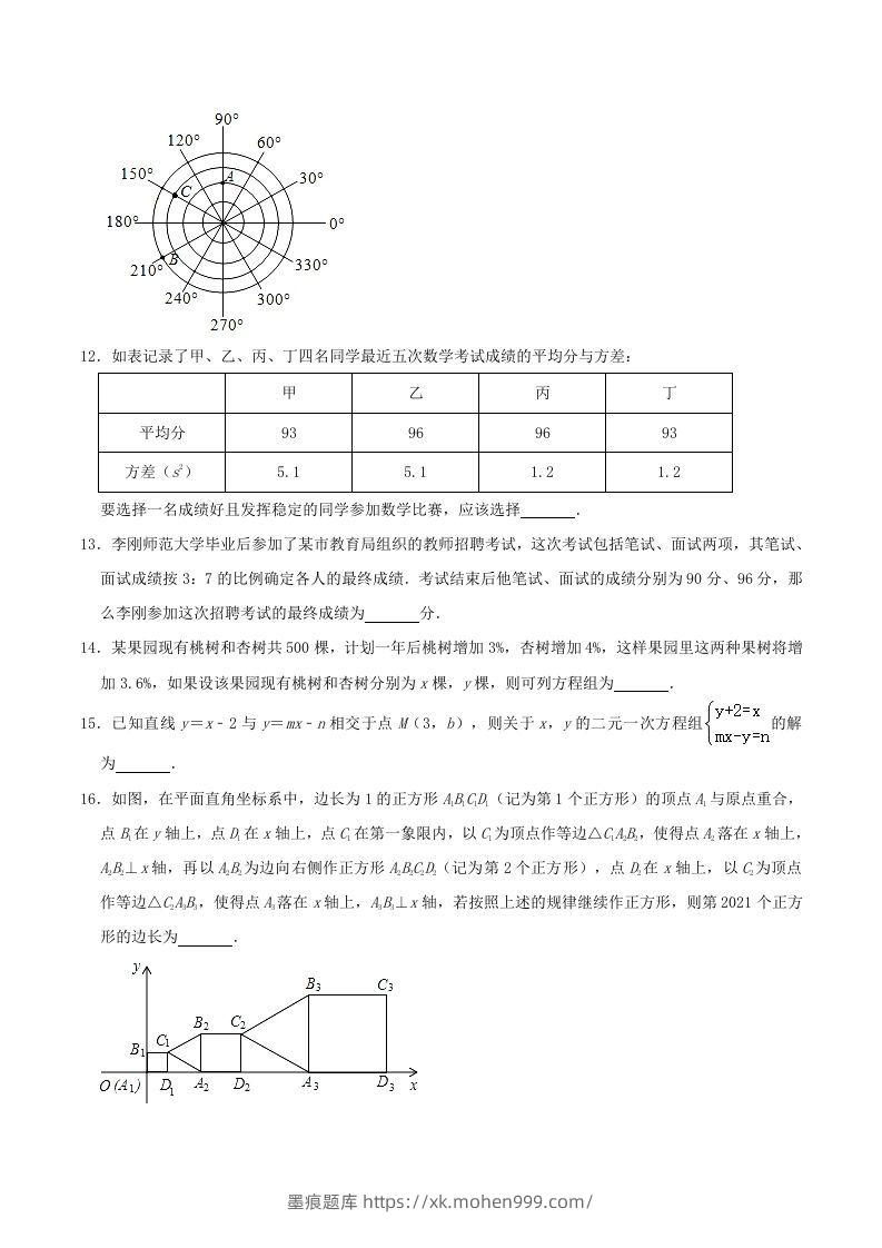 图片[3]-2020-2021学年辽宁省锦州市八年级上学期期末数学试题及答案(Word版)-墨痕题库