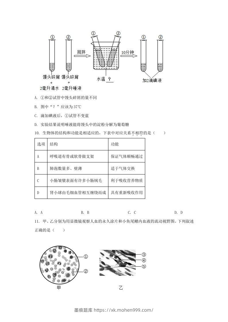图片[3]-2024年吉林长春中考生物试题及答案(Word版)-墨痕题库