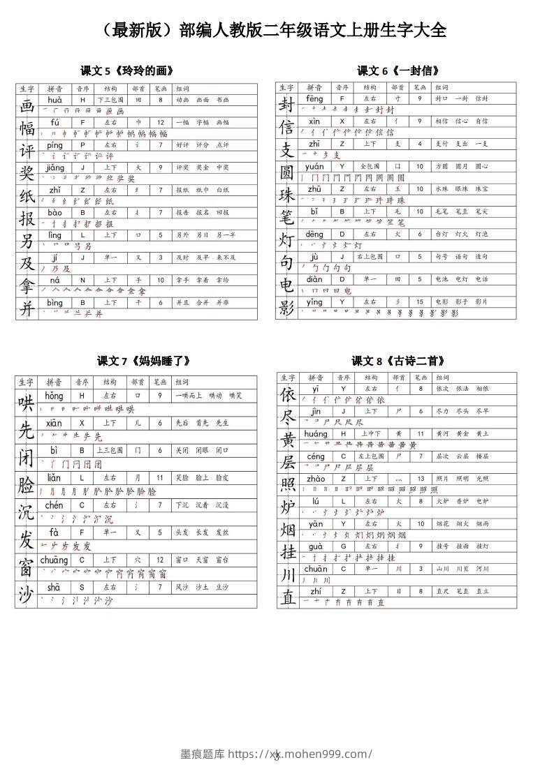 图片[3]-【二上语文】最最最新款二上课本生字大全-墨痕题库