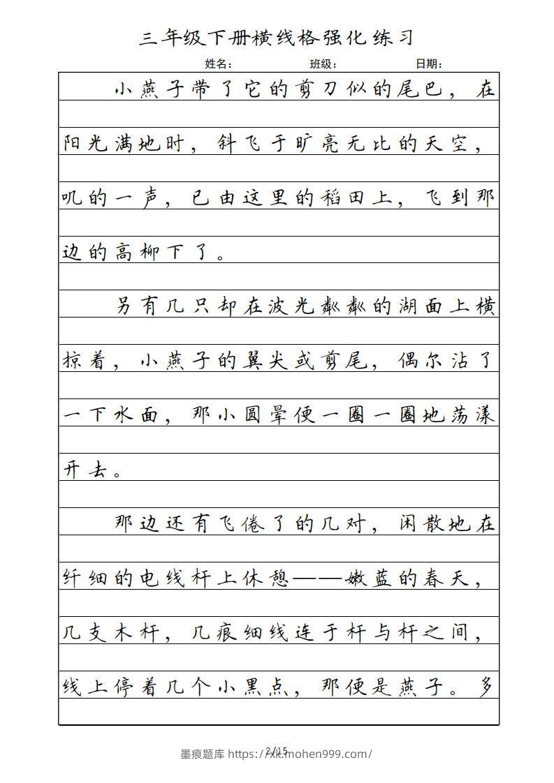 图片[2]-三年级语文下册横线格（部编版）-墨痕题库