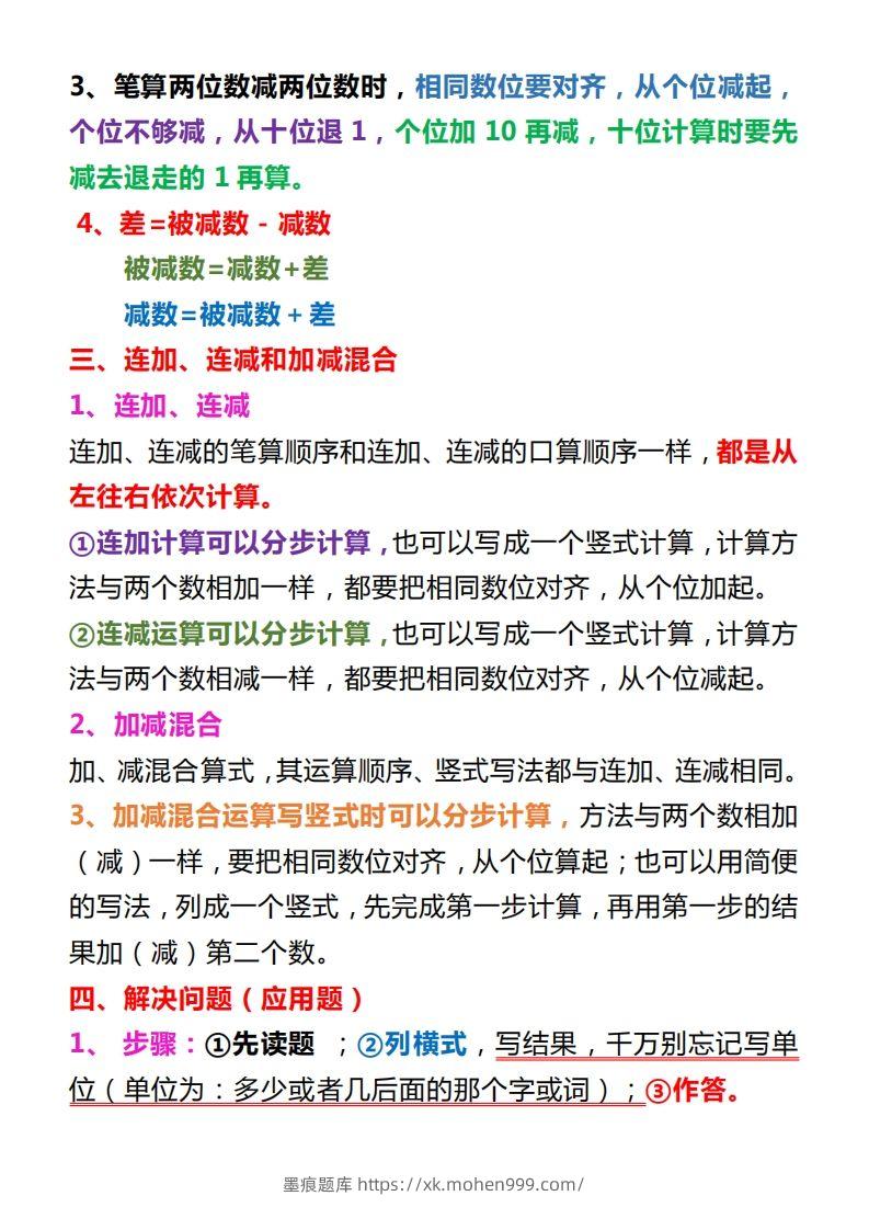 图片[3]-【人教版】二上数学重点知识点汇总预习-墨痕题库