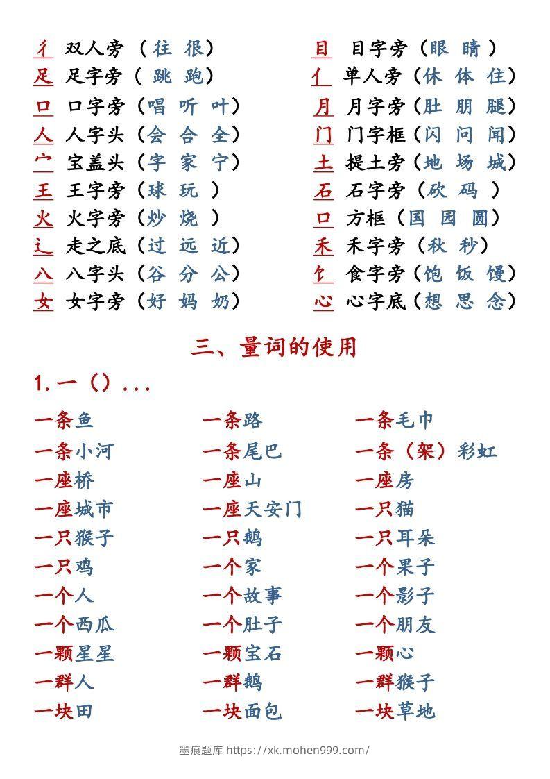 图片[2]-【语文知识点重点汇总】一上-墨痕题库
