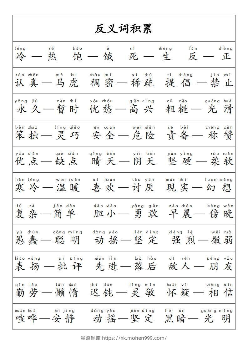 图片[3]-【重点必考词语积累】一上语文-墨痕题库
