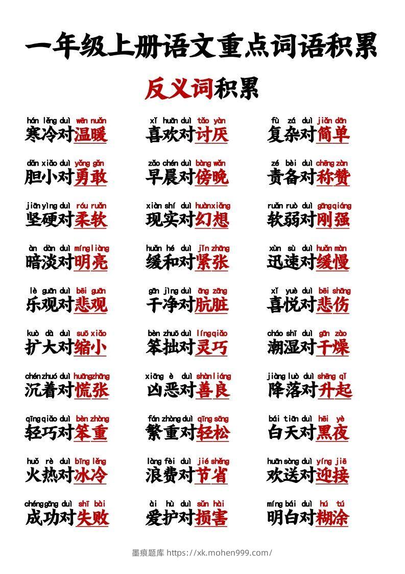 图片[3]-【反义词对子歌】一上语文-墨痕题库