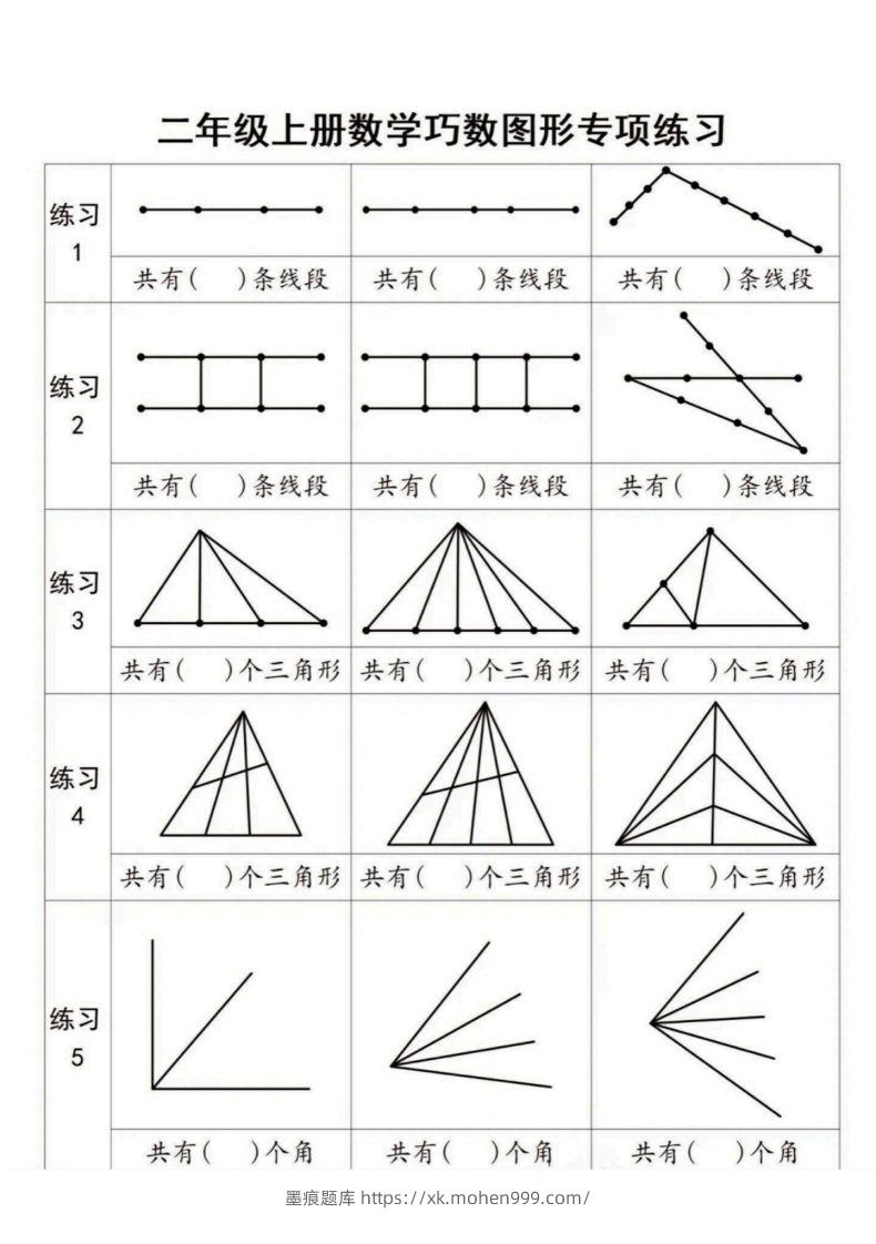 图片[1]-二年级上册数学巧数图形专项练习-墨痕题库