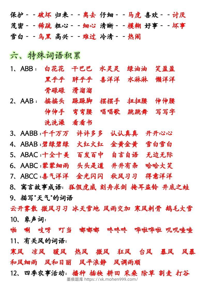 图片[3]-【全册重点考点归纳】二上语文-墨痕题库